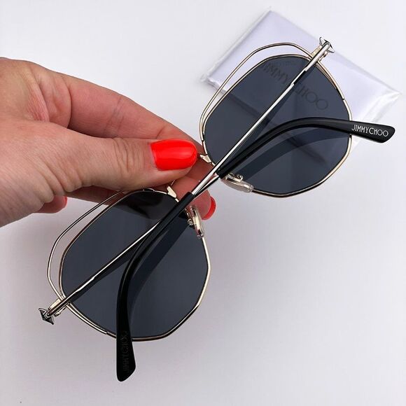 ? Jimmy Choo FRANNY/S J5G Sunglasses Gold Dark Gray Round Steel Women main image 12